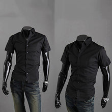 Load image into Gallery viewer, Men's Fashion Summer Cool Turn-Down Collar Solid Slim Fit Short Sleeve Shirt - provenclothes