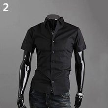 Load image into Gallery viewer, Men's Fashion Summer Cool Turn-Down Collar Solid Slim Fit Short Sleeve Shirt - provenclothes