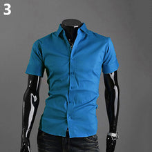 Load image into Gallery viewer, Men's Fashion Summer Cool Turn-Down Collar Solid Slim Fit Short Sleeve Shirt - provenclothes