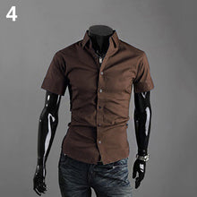 Load image into Gallery viewer, Men's Fashion Summer Cool Turn-Down Collar Solid Slim Fit Short Sleeve Shirt - provenclothes
