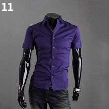 Load image into Gallery viewer, Men's Fashion Summer Cool Turn-Down Collar Solid Slim Fit Short Sleeve Shirt - provenclothes