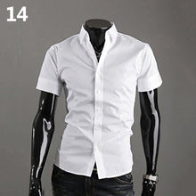 Load image into Gallery viewer, Men's Fashion Summer Cool Turn-Down Collar Solid Slim Fit Short Sleeve Shirt - provenclothes