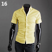Load image into Gallery viewer, Men's Fashion Summer Cool Turn-Down Collar Solid Slim Fit Short Sleeve Shirt - provenclothes