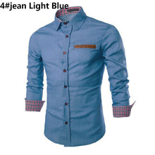 Load image into Gallery viewer, Men's Stylish Casual Slim Fit Plaid Contrast Color Long Sleeve Dress Shirt Top - provenclothes