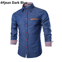 Load image into Gallery viewer, Men's Stylish Casual Slim Fit Plaid Contrast Color Long Sleeve Dress Shirt Top - provenclothes