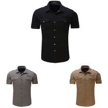 Load image into Gallery viewer, Fashion Summer Men Short Sleeve Slim Fit Chest Pocket Botton-Fly Collor Shirt - provenclothes