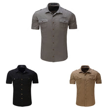 Load image into Gallery viewer, Fashion Summer Men Short Sleeve Slim Fit Chest Pocket Botton-Fly Collor Shirt - provenclothes
