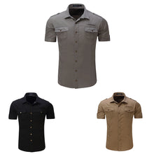 Load image into Gallery viewer, Fashion Summer Men Short Sleeve Slim Fit Chest Pocket Botton-Fly Collor Shirt - provenclothes