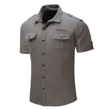 Load image into Gallery viewer, Fashion Summer Men Short Sleeve Slim Fit Chest Pocket Botton-Fly Collor Shirt - provenclothes