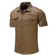 Load image into Gallery viewer, Fashion Summer Men Short Sleeve Slim Fit Chest Pocket Botton-Fly Collor Shirt - provenclothes
