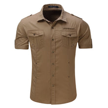 Load image into Gallery viewer, Fashion Summer Men Short Sleeve Slim Fit Chest Pocket Botton-Fly Collor Shirt - provenclothes