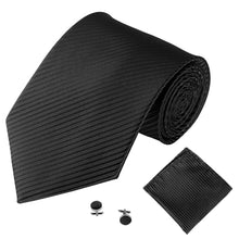 Load image into Gallery viewer, Solid Color Stripe Jacquard Business Men Necktie Handkerchief Cuff Links Set - provenclothes