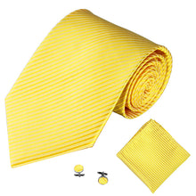 Load image into Gallery viewer, Solid Color Stripe Jacquard Business Men Necktie Handkerchief Cuff Links Set - provenclothes