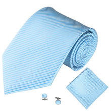 Load image into Gallery viewer, Solid Color Stripe Jacquard Business Men Necktie Handkerchief Cuff Links Set - provenclothes