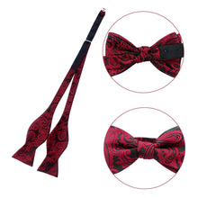 Load image into Gallery viewer, Men's Paisley Gourd Shape Self Bow Tie Party Adjustable Neck Pocket Cuff Bowtie - provenclothes