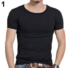 Load image into Gallery viewer, Men's Fashion Summer Short Sleeve T-shirt Solid Fitness Tight-fitting Sportswear - provenclothes