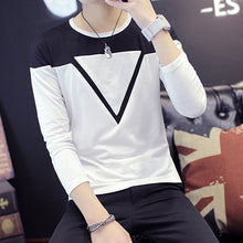 Load image into Gallery viewer, Men Fashion Cotton Colors Stitching Inverted Triangle Print Long Sleeve T-Shirt - provenclothes