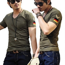 Load image into Gallery viewer, Men's Fashion Cool Army Style Casual Comfortable Short Sleeve V-neck T-shirt - provenclothes