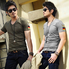 Load image into Gallery viewer, Men's Fashion Cool Army Style Casual Comfortable Short Sleeve V-neck T-shirt - provenclothes