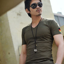 Load image into Gallery viewer, Men's Fashion Cool Army Style Casual Comfortable Short Sleeve V-neck T-shirt - provenclothes
