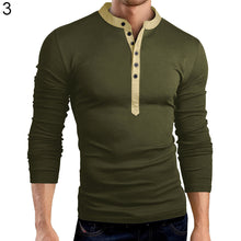Load image into Gallery viewer, Men's Fashion Button V-Neck Long Sleeve T-Shirt Solid Color Slim Fit Top Tee - provenclothes