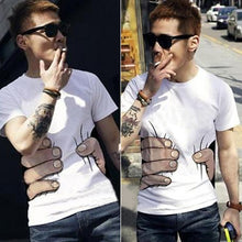 Load image into Gallery viewer, Men's Fashion Summer 3D Big Hand Print Round Neck Short Sleeve White T-shirt - provenclothes