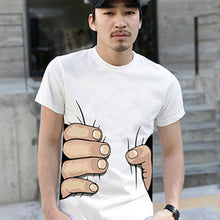Load image into Gallery viewer, Men's Fashion Summer 3D Big Hand Print Round Neck Short Sleeve White T-shirt - provenclothes