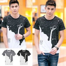 Load image into Gallery viewer, Men's Fashion Summer Milk Poured Pattern Printed Short Sleeve Round Neck T-shirt - provenclothes