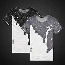 Load image into Gallery viewer, Men's Fashion Summer Milk Poured Pattern Printed Short Sleeve Round Neck T-shirt - provenclothes