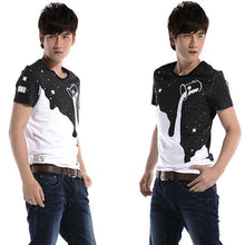 Load image into Gallery viewer, Men's Fashion Summer Milk Poured Pattern Printed Short Sleeve Round Neck T-shirt - provenclothes