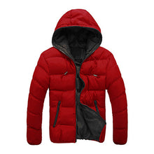 Load image into Gallery viewer, Men Fashion Winter Warm Down Jacket Long Sleeve Padded Hooded Zipper Coat - provenclothes