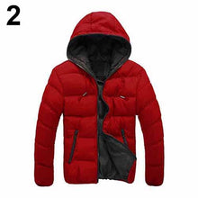 Load image into Gallery viewer, Men Fashion Winter Warm Down Jacket Long Sleeve Padded Hooded Zipper Coat - provenclothes
