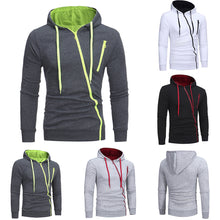 Load image into Gallery viewer, Men's Casual Long Sleeve Hoodie Slim Fit Slant Zipper Sweatershirt Sports Top - provenclothes