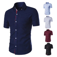 Load image into Gallery viewer, Men Slim Fit Turn Down Collar Short Sleeve Top Party Office Casual Summer Shirt - provenclothes