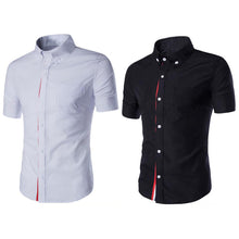 Load image into Gallery viewer, Men Slim Fit Turn Down Collar Short Sleeve Top Party Office Casual Summer Shirt - provenclothes