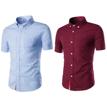 Load image into Gallery viewer, Men Slim Fit Turn Down Collar Short Sleeve Top Party Office Casual Summer Shirt - provenclothes