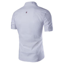 Load image into Gallery viewer, Men Slim Fit Turn Down Collar Short Sleeve Top Party Office Casual Summer Shirt - provenclothes