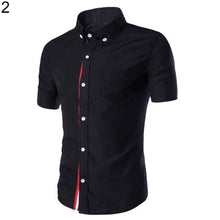 Load image into Gallery viewer, Men Slim Fit Turn Down Collar Short Sleeve Top Party Office Casual Summer Shirt - provenclothes