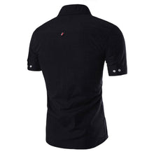 Load image into Gallery viewer, Men Slim Fit Turn Down Collar Short Sleeve Top Party Office Casual Summer Shirt - provenclothes