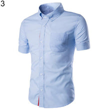 Load image into Gallery viewer, Men Slim Fit Turn Down Collar Short Sleeve Top Party Office Casual Summer Shirt - provenclothes