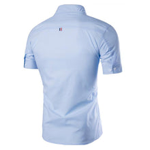 Load image into Gallery viewer, Men Slim Fit Turn Down Collar Short Sleeve Top Party Office Casual Summer Shirt - provenclothes