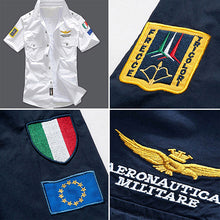 Load image into Gallery viewer, Men's Casual Short Sleeve Air Force Style Cotton Shirt Fashon Embroidery T-shirt - provenclothes