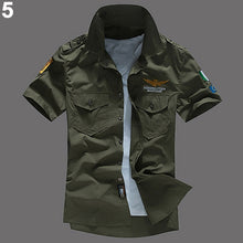Load image into Gallery viewer, Men's Casual Short Sleeve Air Force Style Cotton Shirt Fashon Embroidery T-shirt - provenclothes