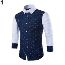 Load image into Gallery viewer, Men's Fashion Skull Prints Long Sleeve Casual Patchwork Button Down Dress Shirt - provenclothes