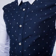 Load image into Gallery viewer, Men's Fashion Skull Prints Long Sleeve Casual Patchwork Button Down Dress Shirt - provenclothes