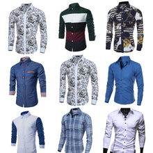 Load image into Gallery viewer, Men's Stylish Casual Slim Fit Plaid Contrast Color Long Sleeve Dress Shirt Top - provenclothes