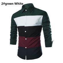 Load image into Gallery viewer, Men's Stylish Casual Slim Fit Plaid Contrast Color Long Sleeve Dress Shirt Top - provenclothes