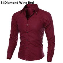 Load image into Gallery viewer, Men's Stylish Casual Slim Fit Plaid Contrast Color Long Sleeve Dress Shirt Top - provenclothes