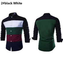 Load image into Gallery viewer, Men's Stylish Casual Slim Fit Plaid Contrast Color Long Sleeve Dress Shirt Top - provenclothes