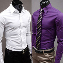 Load image into Gallery viewer, Men's Fashion Casual Solid Candy Color Long Sleeve Slim Fit Dress Shirt Top - provenclothes